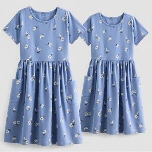 NWT Matching Quince Sister Pocket Dresses Blue Daisy Organic Cotton Sizes 6 & 10
